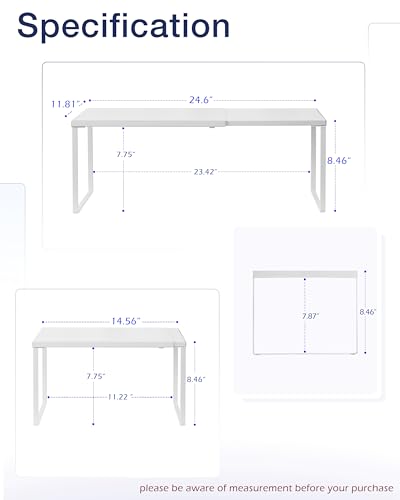 Expandable Cabinet Shelf (White / 11.8’’D * 14.56-24.6’’W * 8.46’’H)