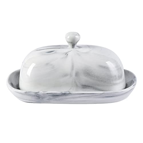 Grey Marble Butter Dish with Lid