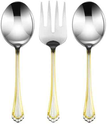 75-Pc Luxury Flatware Set for 12 w/Storage Case 24K Gold Premium Dining Cutlery Service - 18/10 Surgical Stainless Steel Silverware Hostess Serving Set in a Chest