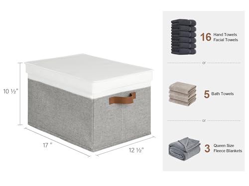 Fabric Storage Bins with Lids (Gray and White / Jumbo)