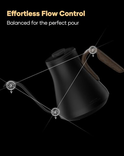 FLOW B9 Gooseneck Electric Kettle ±1°F Temperature Control (Goya Walnut)