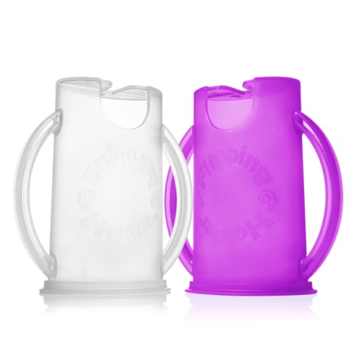 Squeeze Proof Food Pouch Holder for Toddlers (Purple & White)