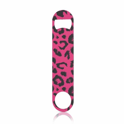 Leopard Print Stainless Steel Bottle Opener Jaguar Animal Fur Fashion Natural Skin Black Pink Wild Spot Flat Beer Bottle Opener Keychain for Home Kitchen Bar Restaurant Party Birthday Gift (Leopard Print)