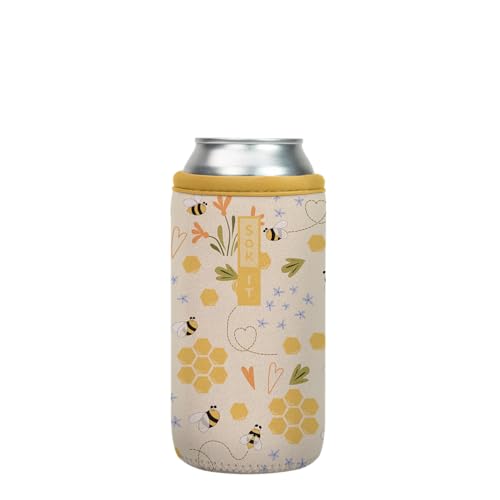 CanSok Sleeve for Beer & Soda Insulated Neoprene Cover (Honeycomb Buzz / 16oz Can Sleeve)