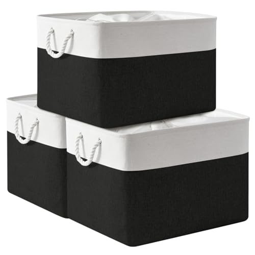 Organization and Storage for Shelves (White & Black / 3PCS/Extra Jumbo - 20.5Lx15.7Wx13.8H)