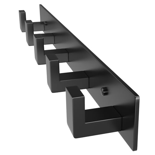 5 Hook Black Stainless Steel Wall (Black / 5 "L" Hooks, 1PACK)