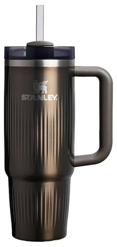 Quencher H2.0 Tumbler with Handle and Straw 30 oz (30 Ounces / Fluted Gunmetal Shine)