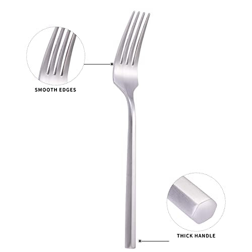Matte Silverware Set Silver Flatware Set with Hexagon Handle 20 Pieces 18 (Matt silver)