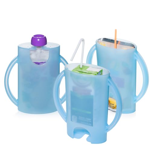 Squeeze Proof Food Pouch Holder for Toddlers (Blue & Blue)