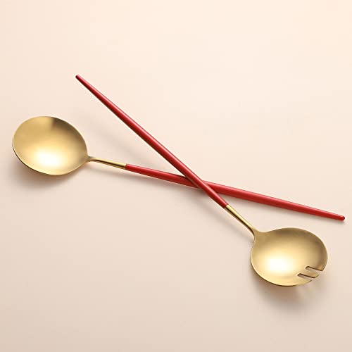 Salad Servers (Red/Gold)