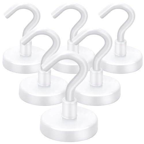 Magnetic Hooks Magnet Hook for Cruise Cabins 85LBS Essentials 6P (White / 0.98in)