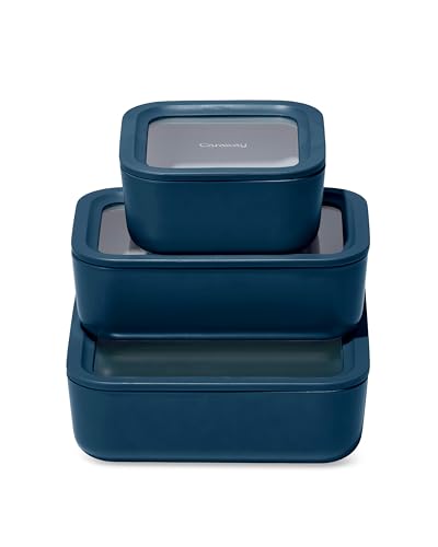 3 Piece Glass Food Storage Container Set (Navy / Food Storage Set (3x))