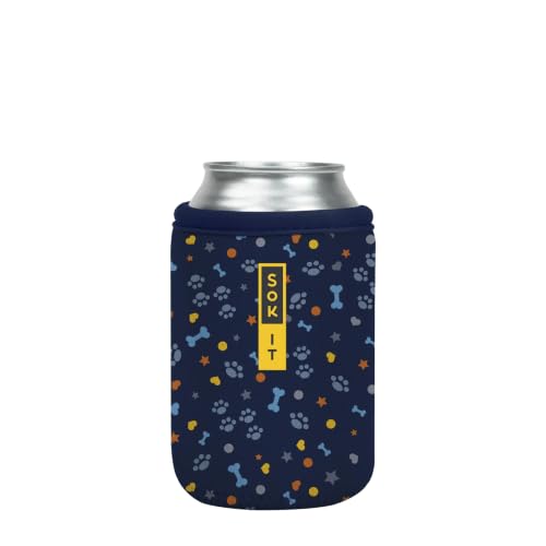 CanSok Sleeve for Beer & Soda Insulated Neoprene Cover (Paws and Bones / 12oz Can Sleeve)