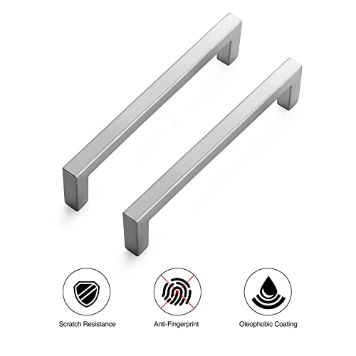 Brushed Nickel Cabinet Handles Solid Cabinet Pulls 5 Inch 10 Pack (Brushed Nickel / Flat Black 5" Hole Center)