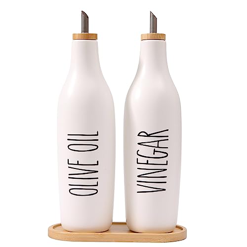 Olive Oil and Vinegar Dispenser Set (Print-White&Tary)