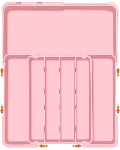 Expandable Silverware Drawer Organizer (Pink / M(9.5-15.2"W x 12.6-19"D))