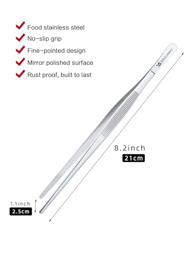2 Pcs 8.5 Inch Kitchen Tweezers Fine Tweezer Tongs (8.5" Tweezers - 2 Piece Set)