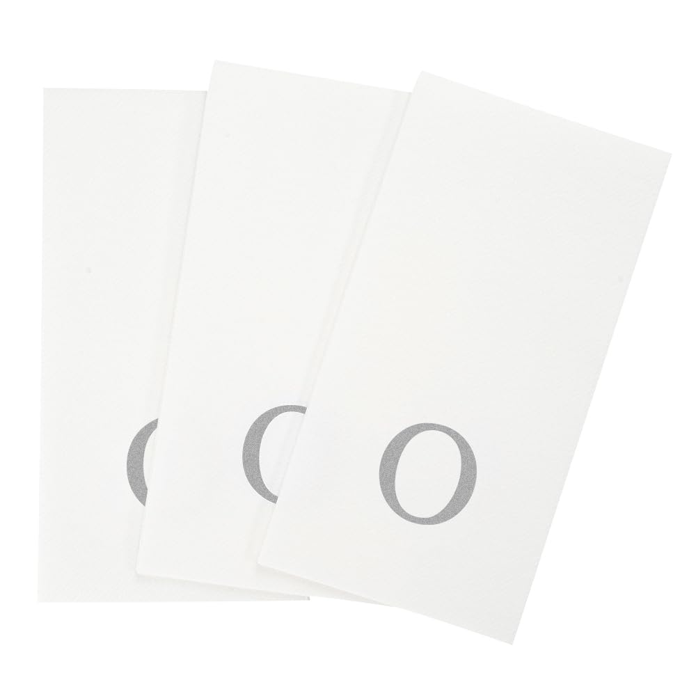 Silver O White Linen Feel Guest Towel Napkin (Silver / 2000 Count / O)
