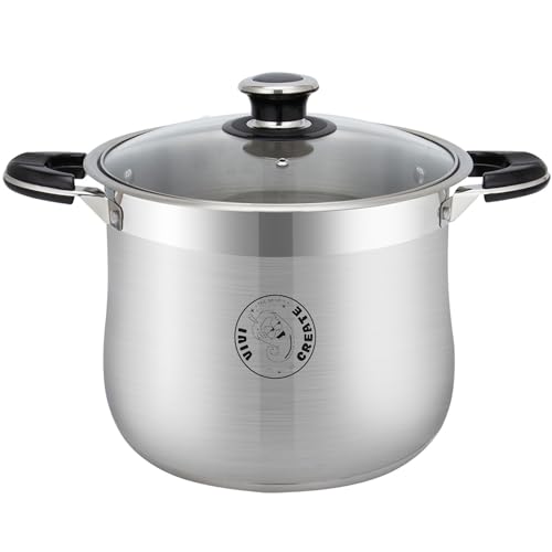 11.5 Quart Stainless Steel Stock Pot with Lid Large Induction Cooking Pot for Pasta Soup Boiling Stew with Measurement Marks and Handles