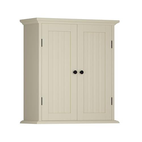 Bathroom Wall Cabinet (Cream Yellow / 8.8"D x 21.1"W x 24"H)