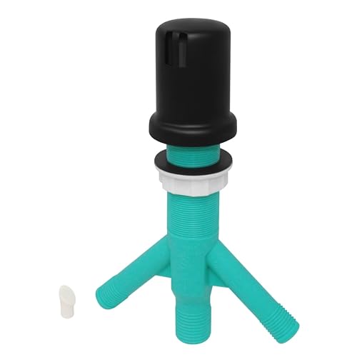 Dual Air Gap with Black Matte Brass Cap for Double Drawer or Two Separate Dishwashers with Skirted Cap and Extra Long Thread for Thick or Thin Countertops (AG200-504)