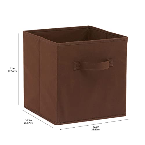 Collapsible Fabric Storage Bins with Handles (Brown / 10.5"x10.5"x11")