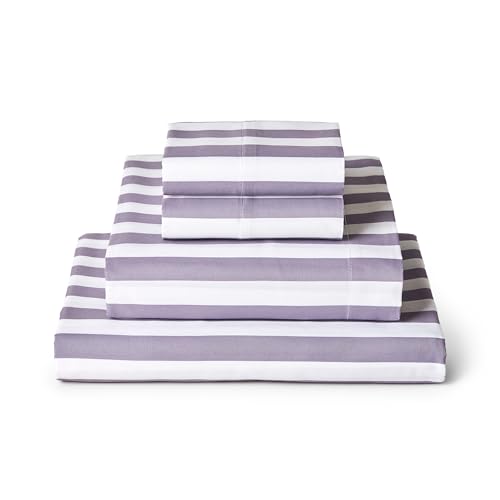 Iconic 4-PC, Ultra Soft Sheet Set (Full, Oxford Stripe Hazy Lilac) (3395 Oxford Stripe Hazy Lilac / Full)