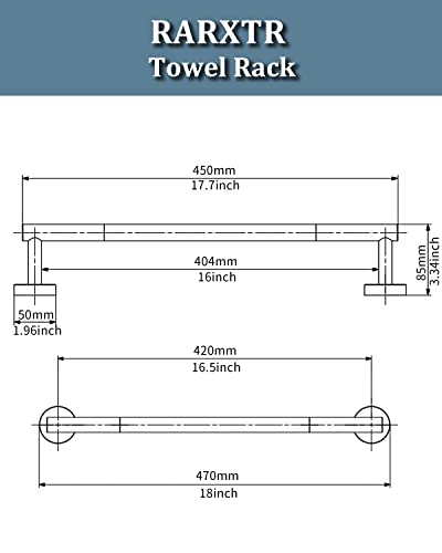 18 Inches Brushed Grey Towel Bar for Bathroom Kitchen Hand Towel Holder Dish Cloths Hanger SUS304 Stainless Steel RUSTPROOF Wall Mount (Brushed Grey / 16 inch(Center to Center))