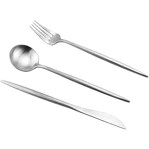 Reusable Travel Utensils (Khaki Pouch / Silver)