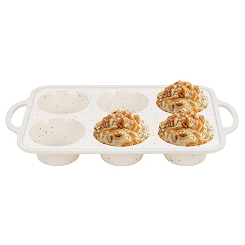 Silicone Jumbo Muffin Pan for Baking with Metal Reinforced Frame (Jumbo: 6 Cups×1pack)