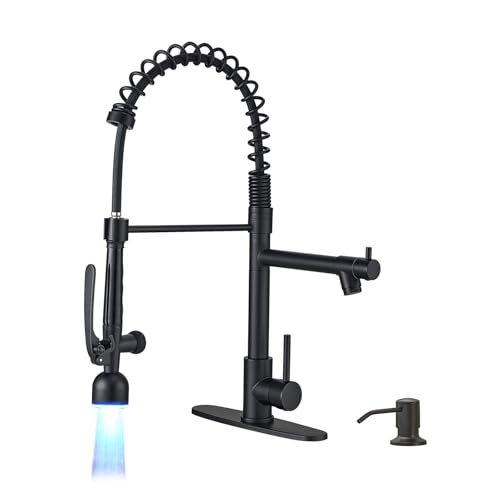 LED Commercial Kitchen Faucets with Pull Down Sprayer Matte Black (Matte Black)