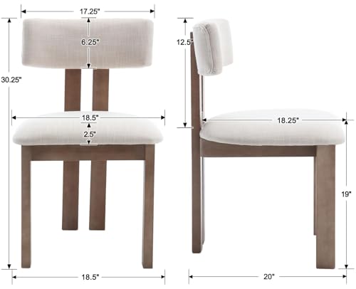Linen Dining Chairs Set of 4 Modern Farmhouse Kitchen Chairs with Open Slat Back Upholstered Wood Side Chairs for Dining Room (Linen, Beige / 4 CHAIRS)