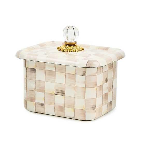Enamel Recipe Box (Mocha Check)