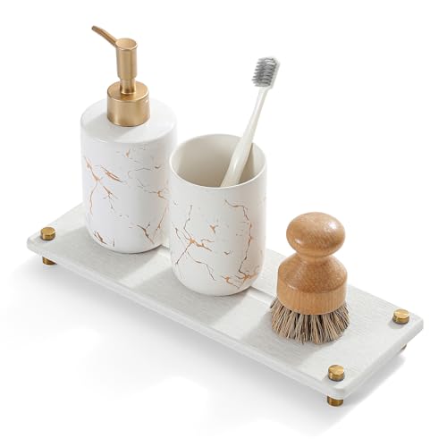 Water Absorbing Stone Sink Caddy Kitchen Sink Organizer Tray (12.5"x 4.5" - Beige - Gold)