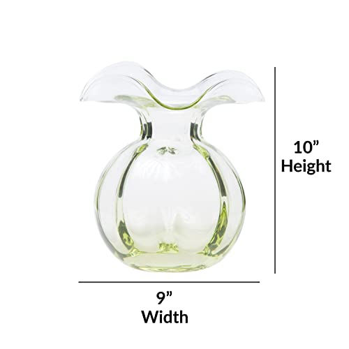 Hibiscus Glass Green Medium Fluted Vase (Medium / Green)