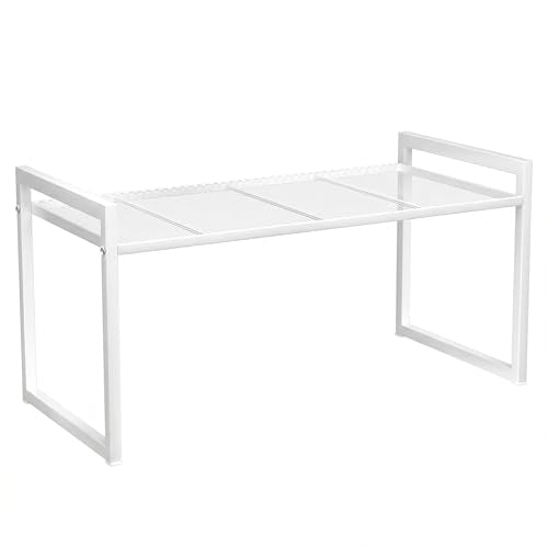 Stackable Kitchen Cabinet Organizer Shelf Pantry Rack (Set of 1 White / 14.8'' W)