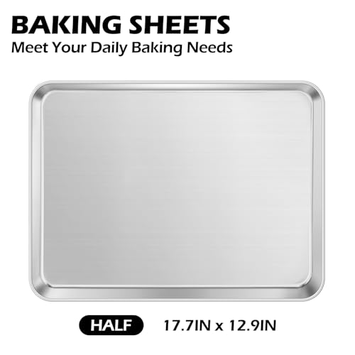 Non Toxic 17x13IN Half Stainless Steel Baking Sheets Pan (2 Count)