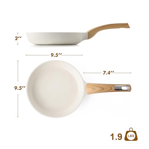 9.5inch Ceramic Nonstick Frying Pan Paella Pan (9.5 Inch / CERAMIC White)