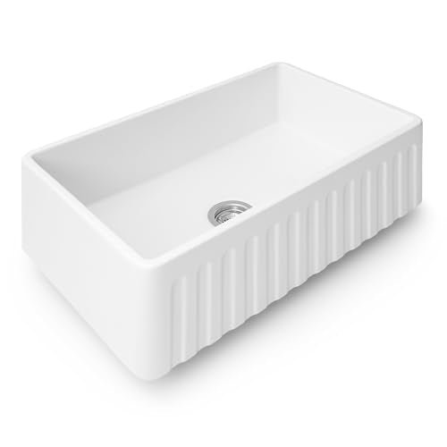 33x20 in White Reversible Fireclay Farmhouse Sink (33 Inch - Single Bowl)