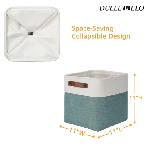 11x11 Cube Storage Bins for Organizer (White&Dark Green / S-11"x11"x11")