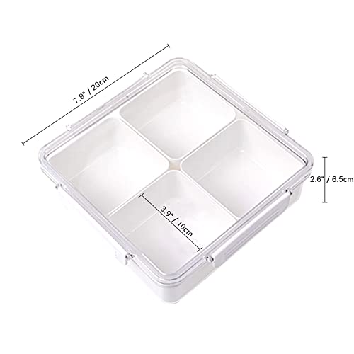 Snackle Box Container (Square / White-4 Compartments)