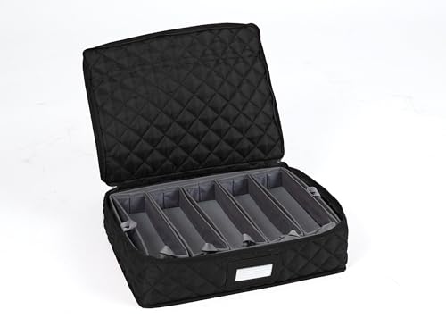 Flatware Storage Case with Removable Trays (Black Quilted Polyester / 15.5 x 11.5 x 3.5)
