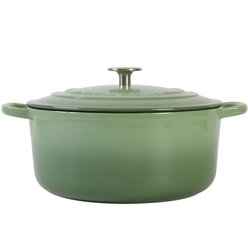Enameled Dutch Ovens Cast Iron Dutch Oven Pot with Lid for Bread Baking (Pistachio Green / 7QT)