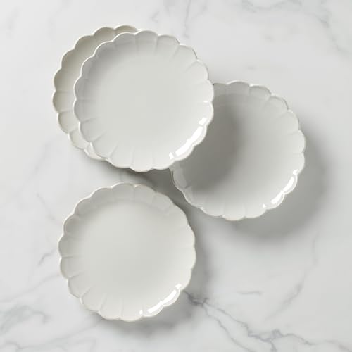French Perle Scallop Accent Plates (Accent Plates, Set of 4 / White)
