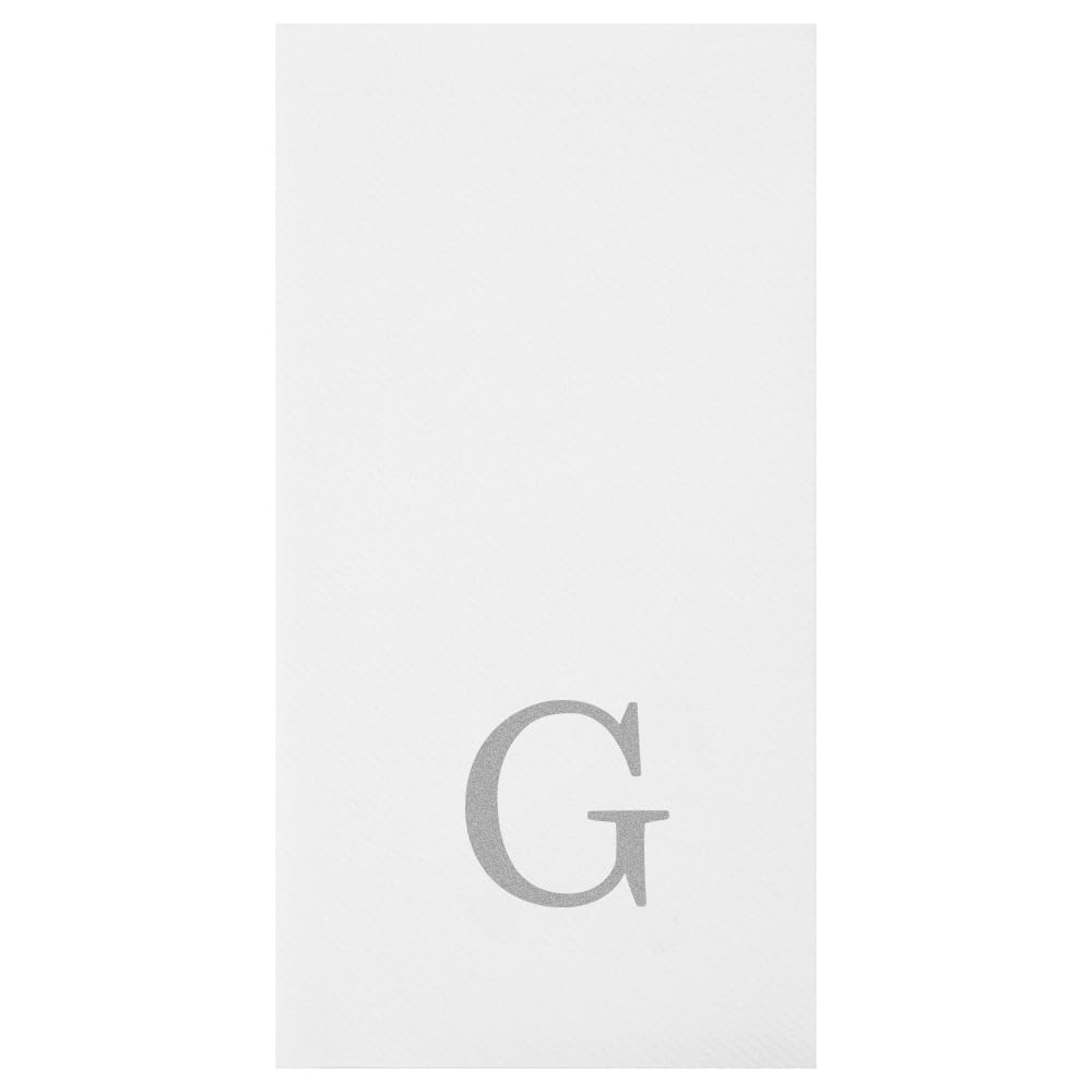 Paper Rectangle Silver Letter g Linen (Silver / 50 Count / G)