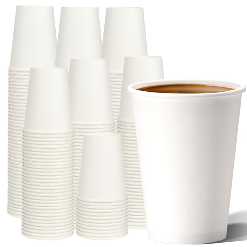 100 Pack 12 oz Disposable Paper Coffee Cups (White / 12 oz)