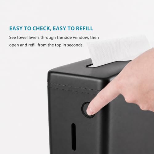 Multifold Paper Towel Dispenser Countertop Black Wide Design Large Capacity (D-34 Black)