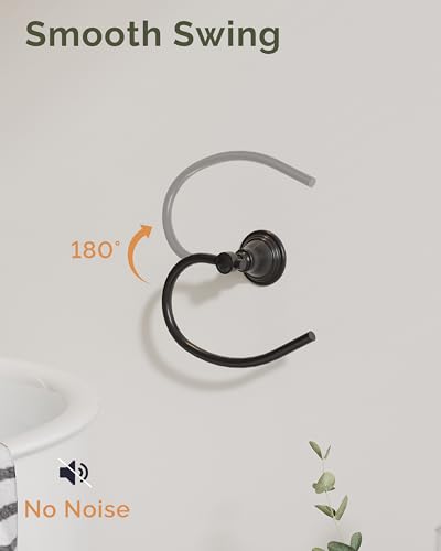 Black Towel Ring Wall Mounted for Bathroom (Matte Black)