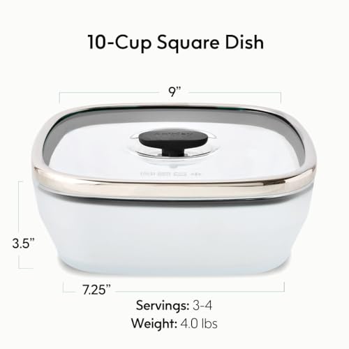 10 Cup Square Glass Food Storage with Lid (Black)