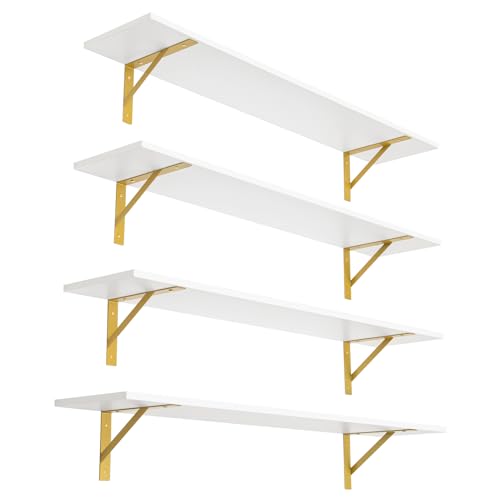 Long Wall Shelves (White and Gold / 47.3 Inch)